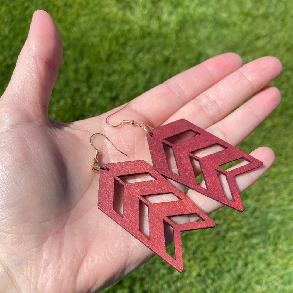 Wood Arrow Earrings Geometric Dangle Native Bohemian Gypsy Western Jewelry NEW